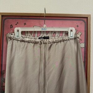Zara Satin Beige Skirt